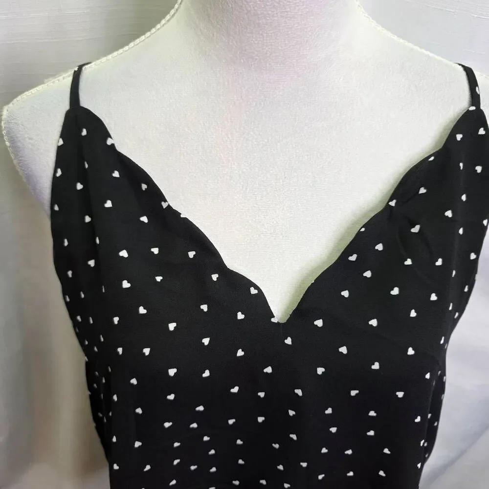 Socialite Black and White Polka Dot Flowy Tank Top Size Large